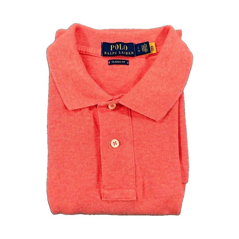 Polo Ralph Lauren Classic Fit Mesh Polo Blue Pony Coral Mens L NWOT